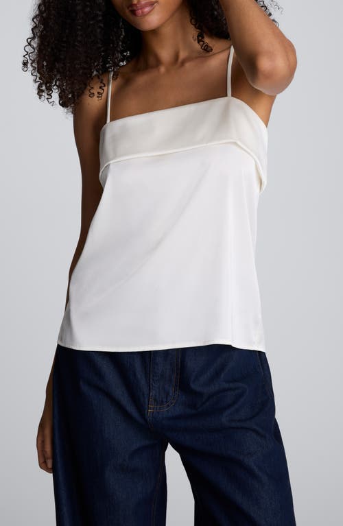 Kenneth Cole Satin Foldover Spaghetti Strap Cami In White