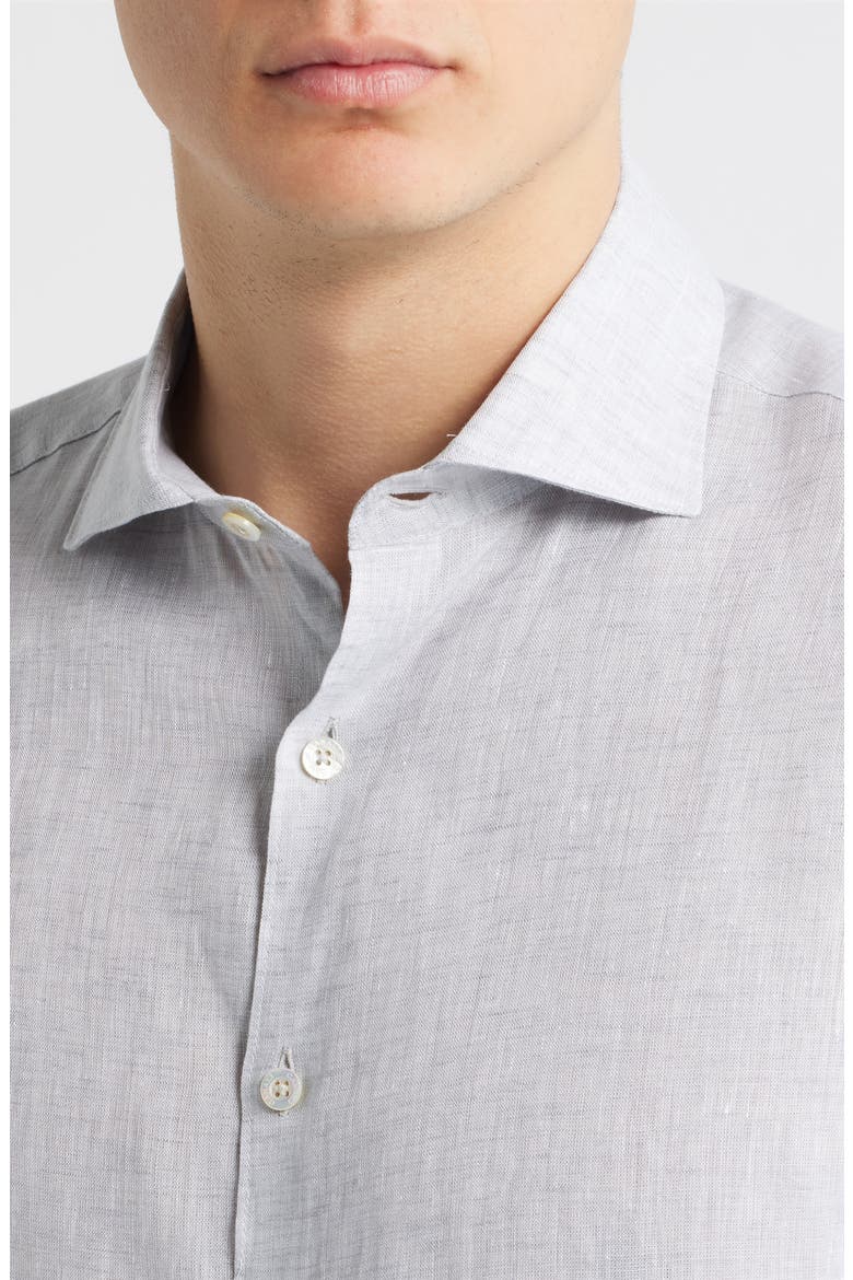 Regular Fit Linen Button-Up Shirt, Alternate, color, LIGHT GREY