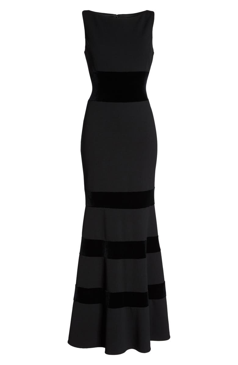 Vince Camuto Velvet & Scuba Crepe Mermaid Gown, Alternate, color, 