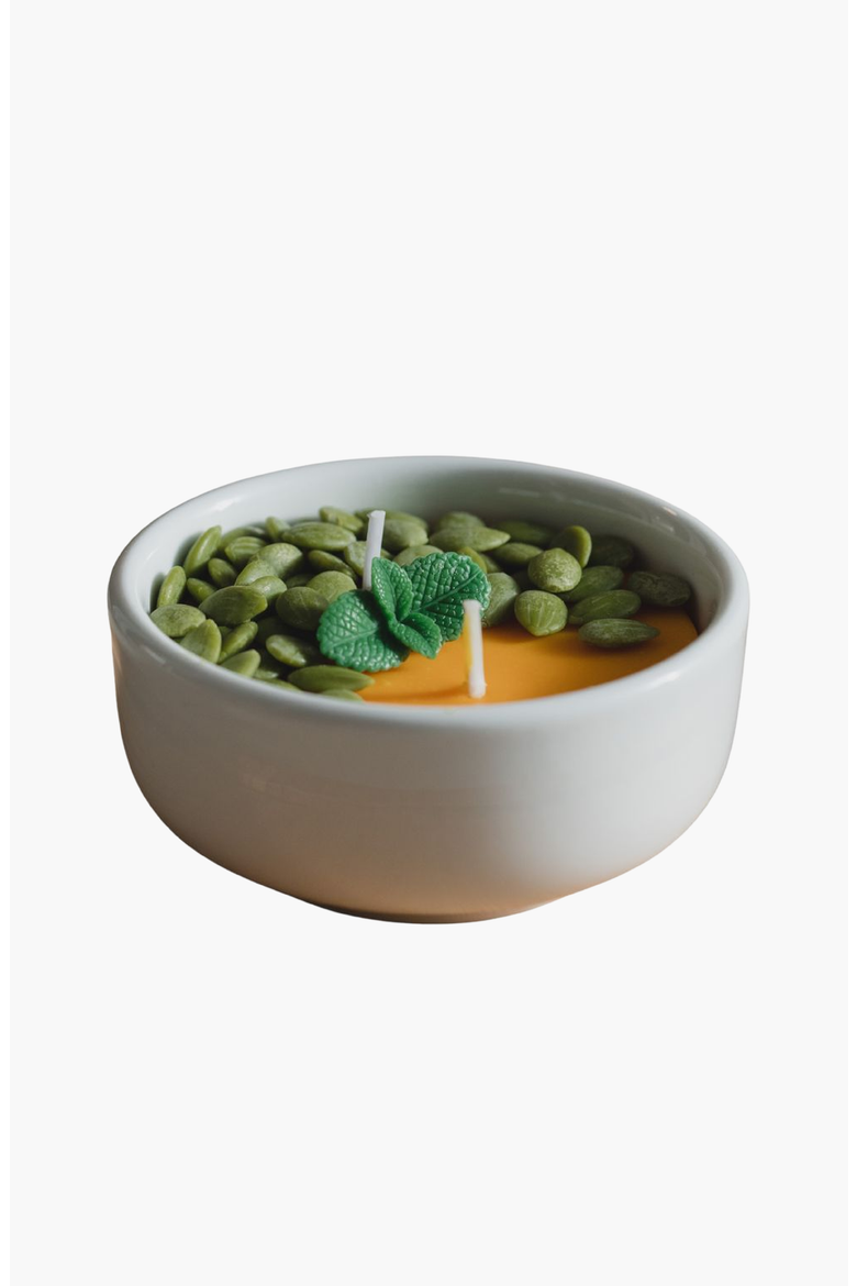 Pumpkin Soup Bowl Scented Candle, Main, color, Yellow / Orange