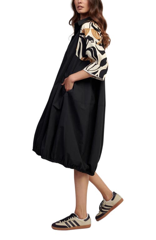 Alembika Tulip Poplin Oversized Shirt-dress In Black