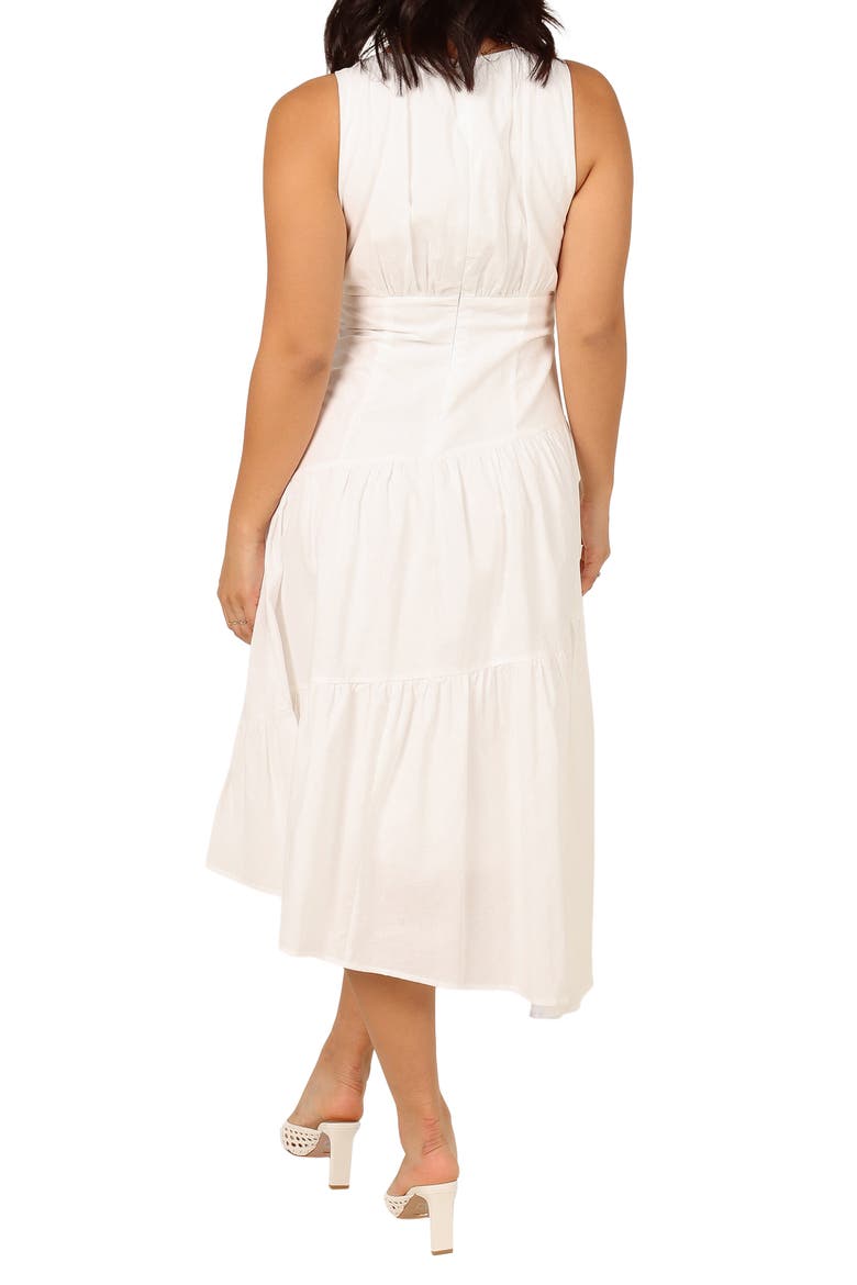 Briana Cutout Cotton & Linen Midi Dress, Alternate, color, WHITE