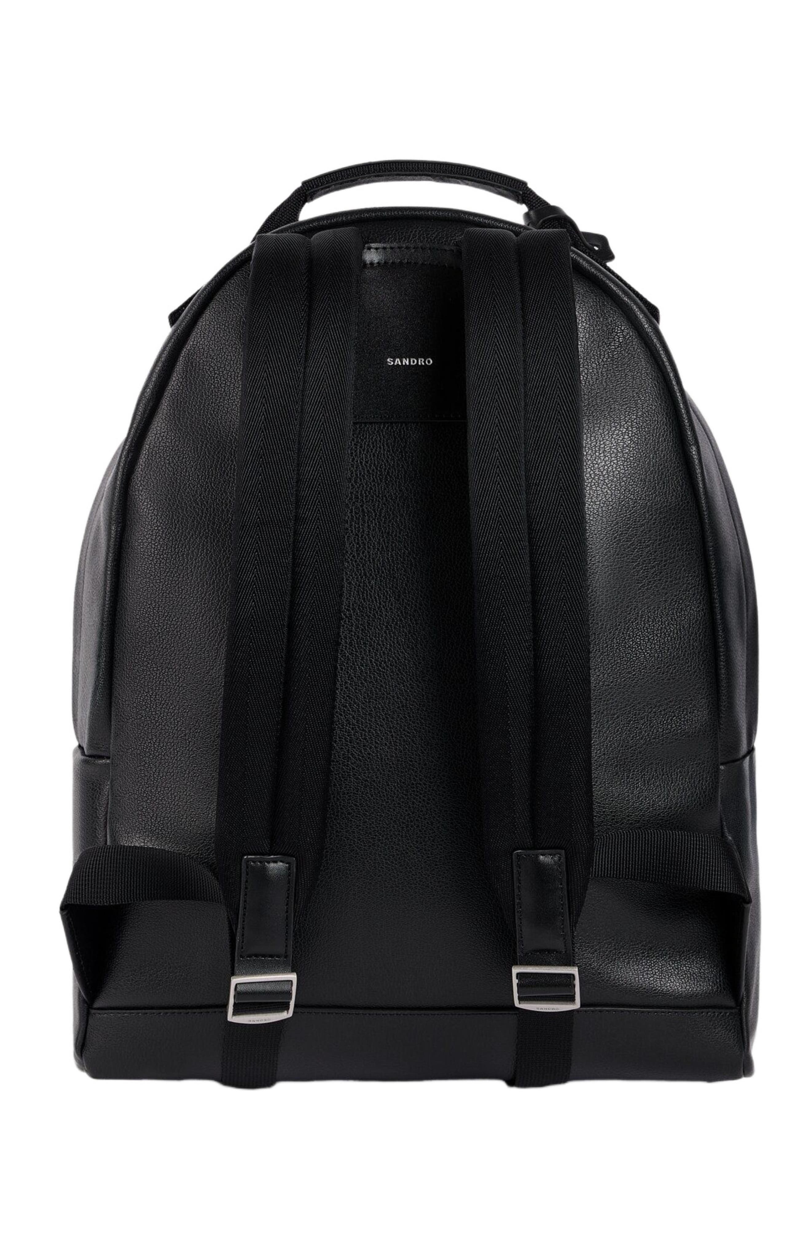 Reconstituted leather rucksack, Alternate, color, Black