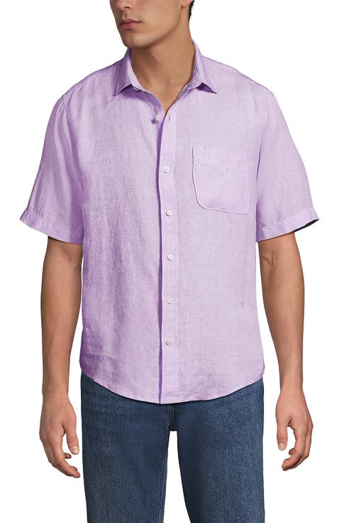 Traditional Fit Short Sleeve Linen Shirt