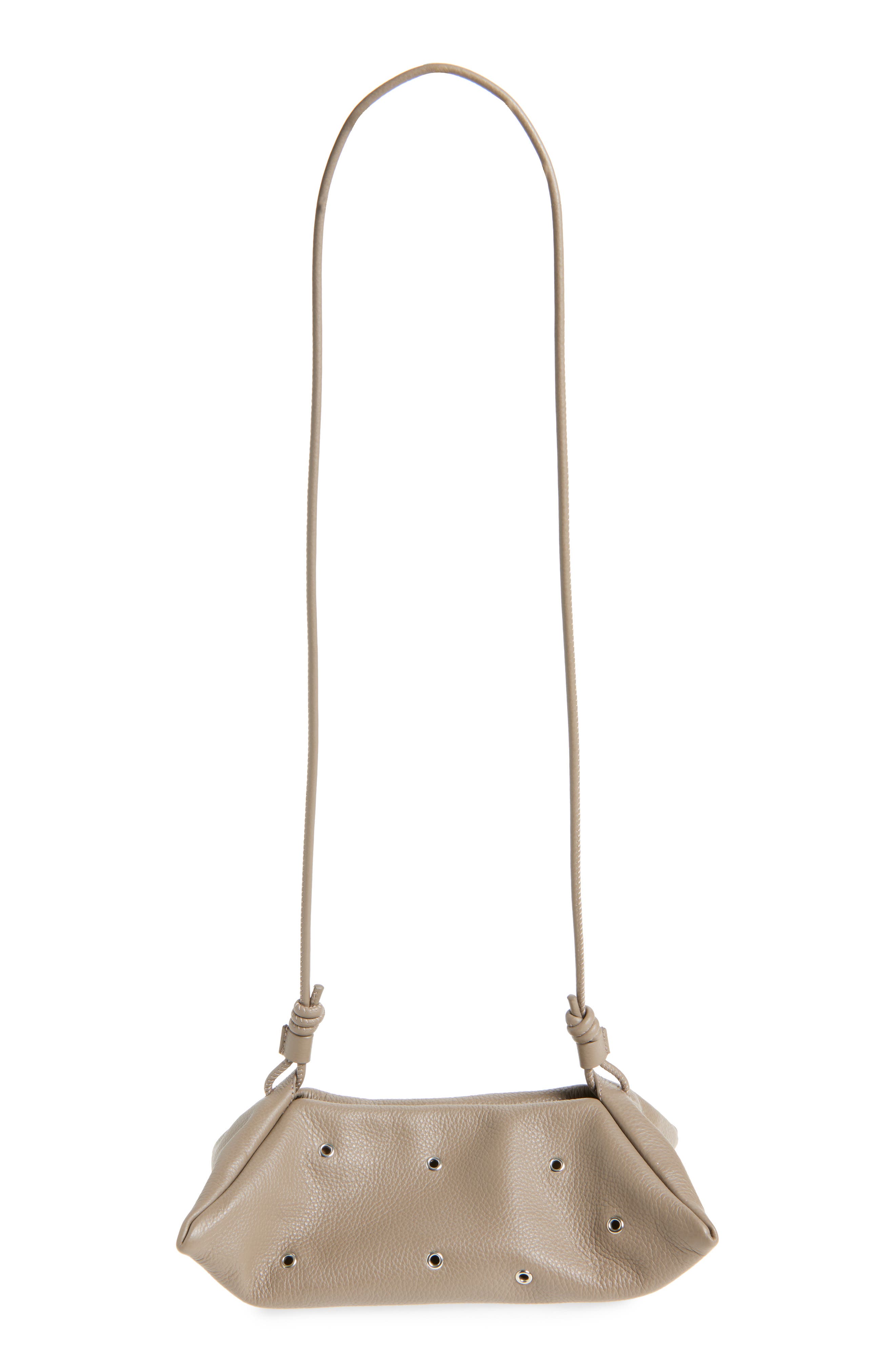 Mini Origami Snakeskin Embossed Leather East/West Crossbody Bag, Alternate, color, TAHINI/ SILVER