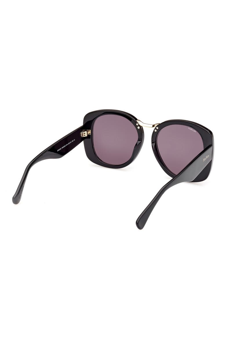 55mm Round Sunglasses, Alternate, color, SHINY BLACK / SMOKE