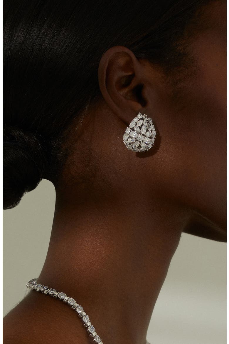 Shine On Button Stud Earrings, Alternate, color, RHODIUM