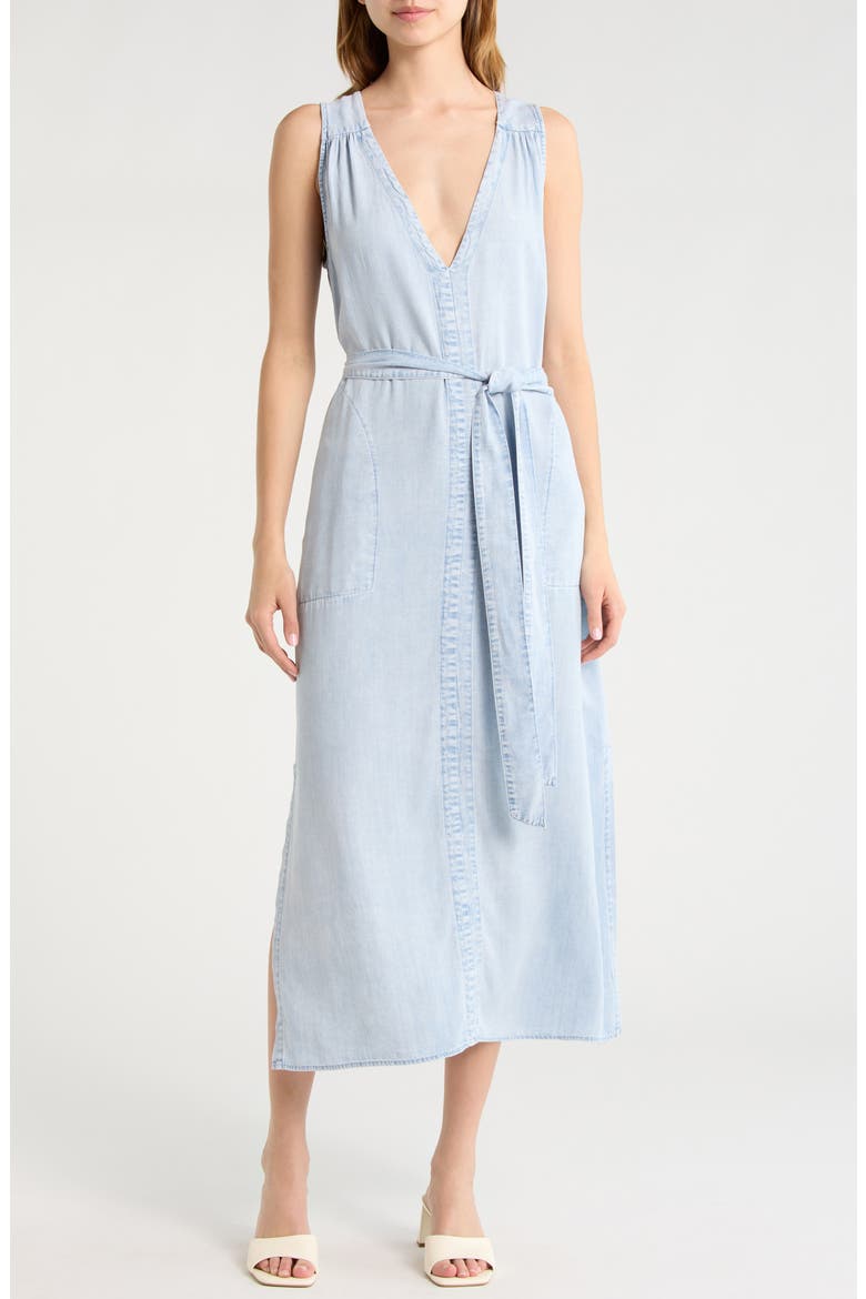 Landon Sleeveless Denim Dress, Main, color, BLEACHED INDIGO BLUE