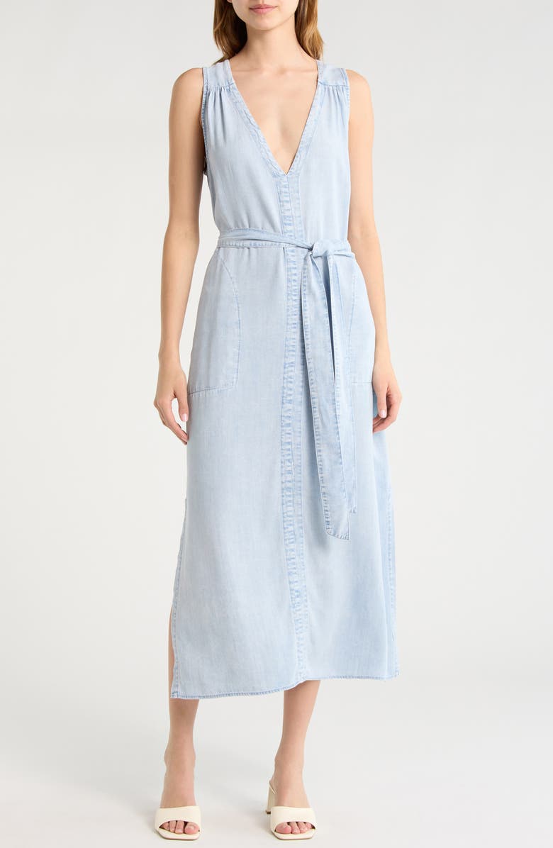 Splendid Landon Sleeveless Denim Dress, Main, color, Bleached Indigo Blue