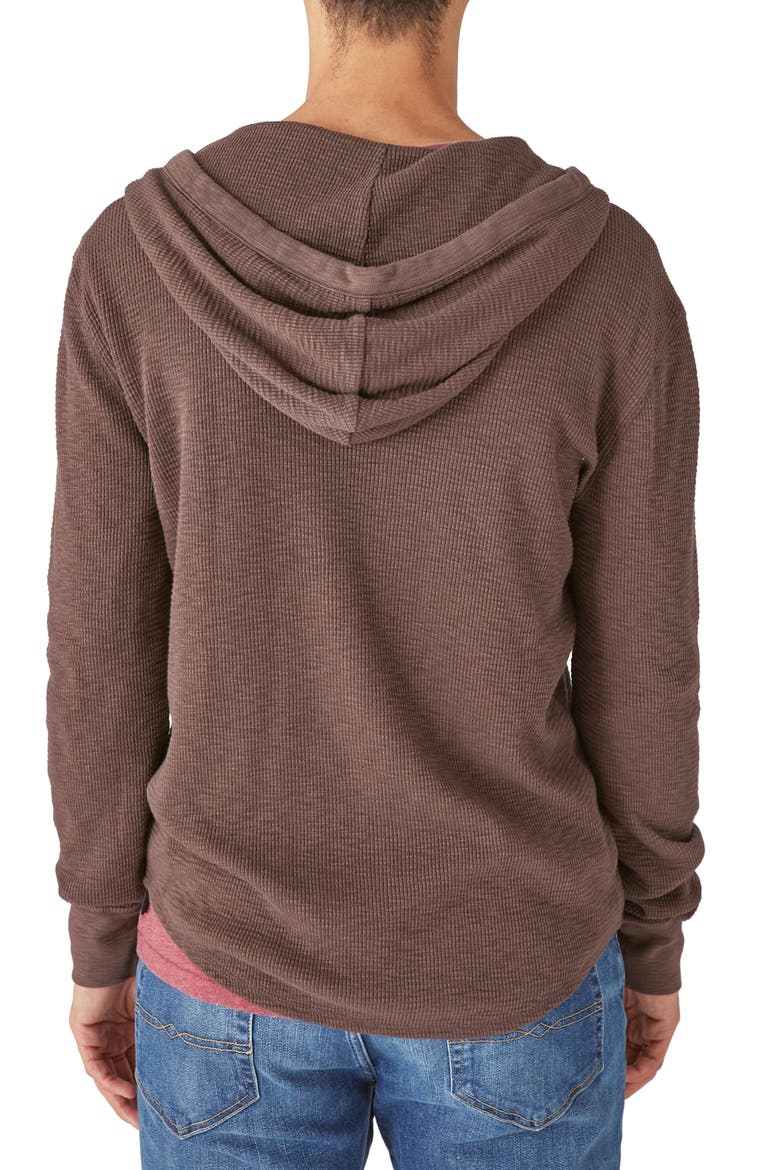 Garment Dye Thermal Long Sleeve Hoodley, Alternate, color, SEAL BROWN