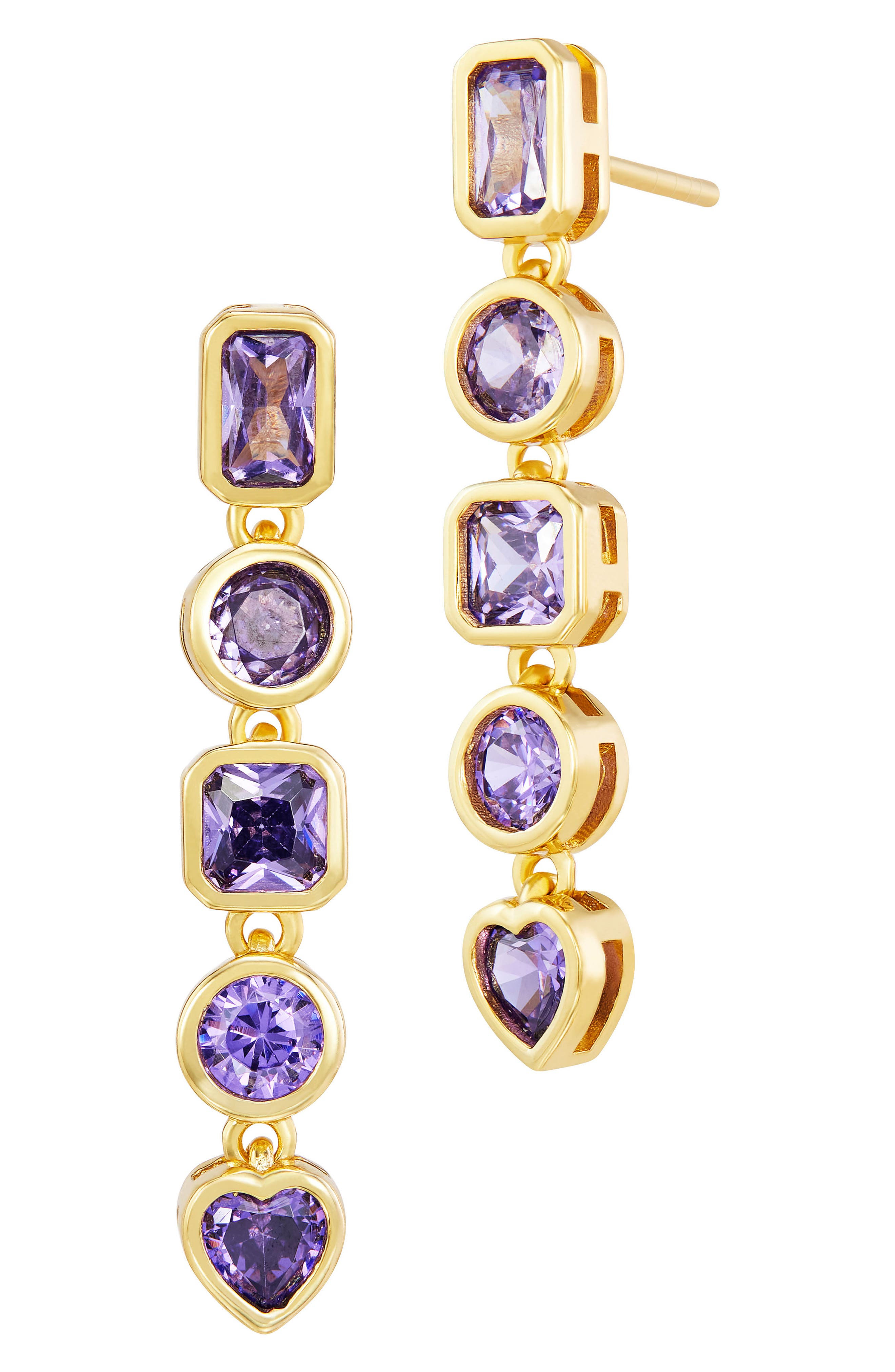 Multi-Shape Stone Linear Drop Earrings