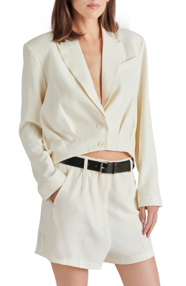 Steve Madden Lowena Crop Blazer, Alternate, color, Marshmallow