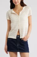 BP. Pointelle Short Sleeve Cardigan