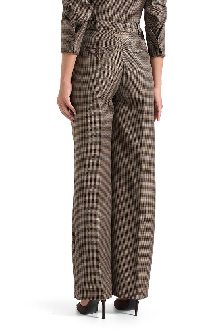 Julie Houndstooth Twin Pleat Trousers, Alternate, color, Brown