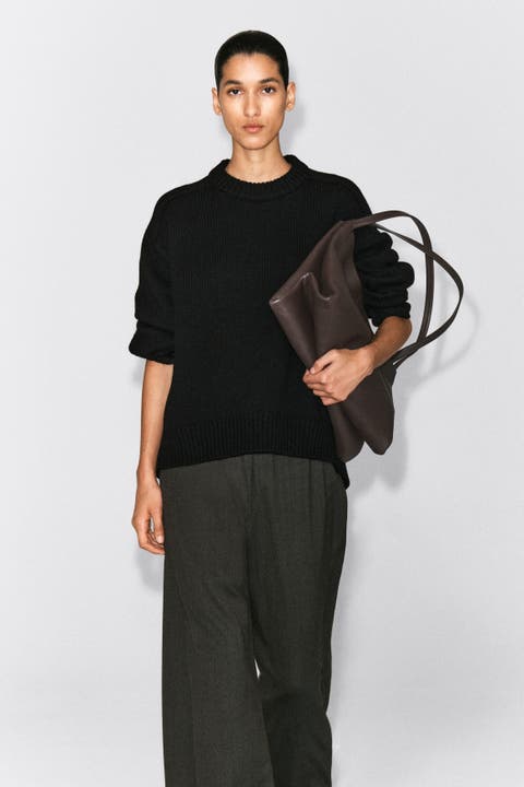 Rounded Wool Crew-Neck Sweater