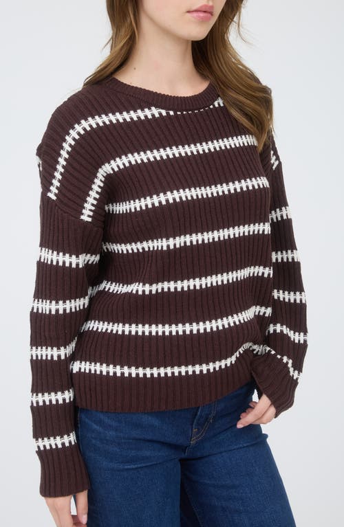 Blu Pepper Stripe Drop Shoulder Sweater In Brown