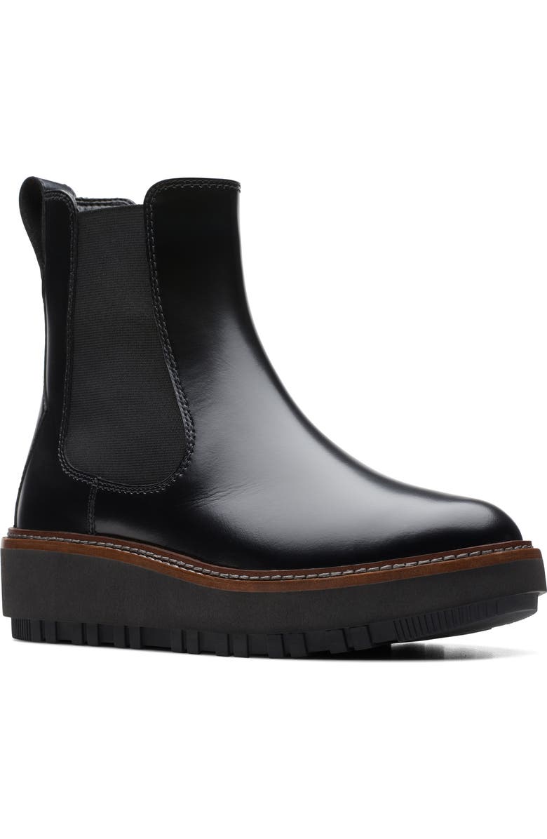 Clarks<sup>®</sup> OriannaW Lace Ankle Bootie, Main, color, Black Leather