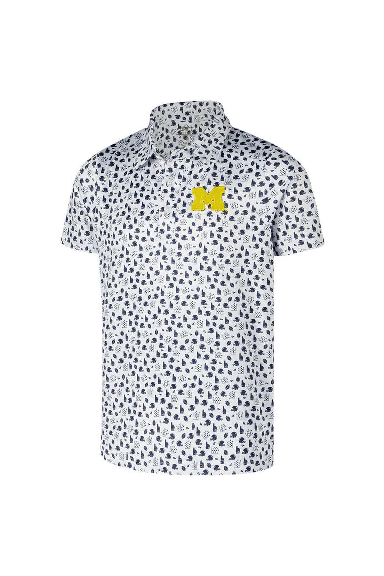 Youth Garb White Michigan Wolverines Earnest Allover Print Polo, Alternate, color, White