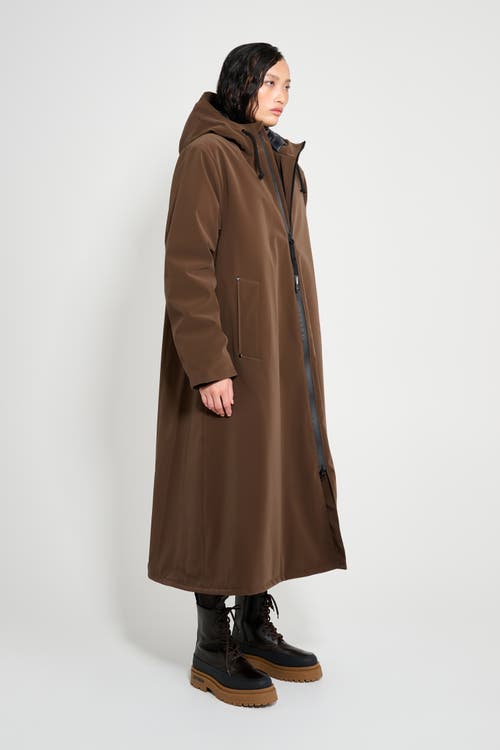 Stutterheim Mosebacke Long Matte Winter Coat In Brown