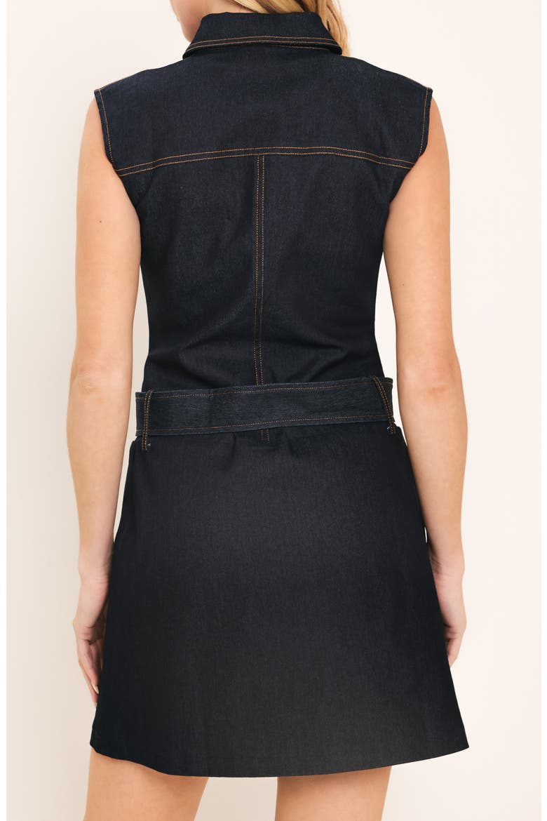 Sleeveless Denim Minidress, Alternate, color, DARK INDIGO
