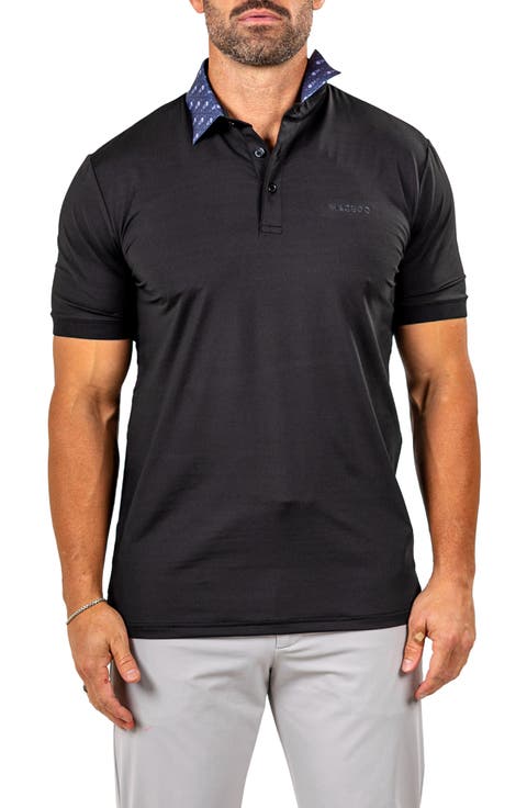 Marthyr0021 Black Contrast Collar Golf Polo