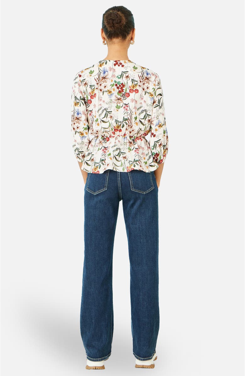 Yumi Viscose Botanical Print Wrap Top, Alternate, color, Ivory