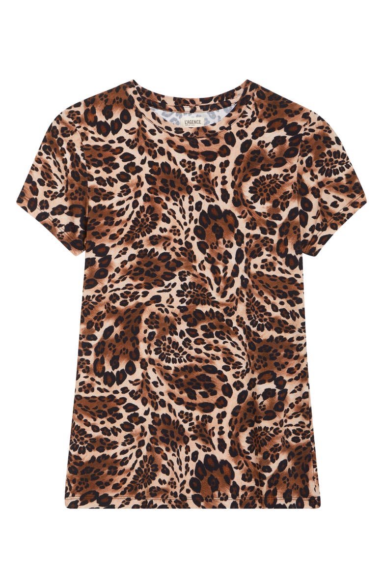 L'AGENCE Ressi Leopard Print Short Sleeve Top, Alternate, color, 