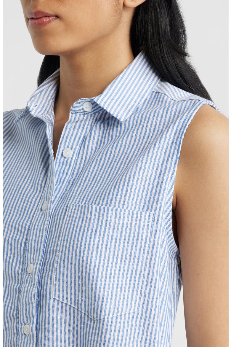 Marina Stripe Sleeveless Cotton Shirtdress, Alternate, color, BAY BLUE