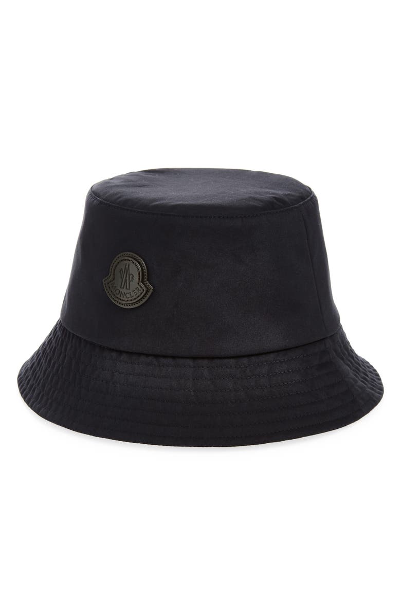 Moncler Reversible Logo Patch Bucket Hat, Main, color, Navy