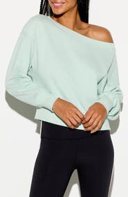 Spiritual Gangster La Vida One-Shoulder Cotton French Terry Sweatshirt