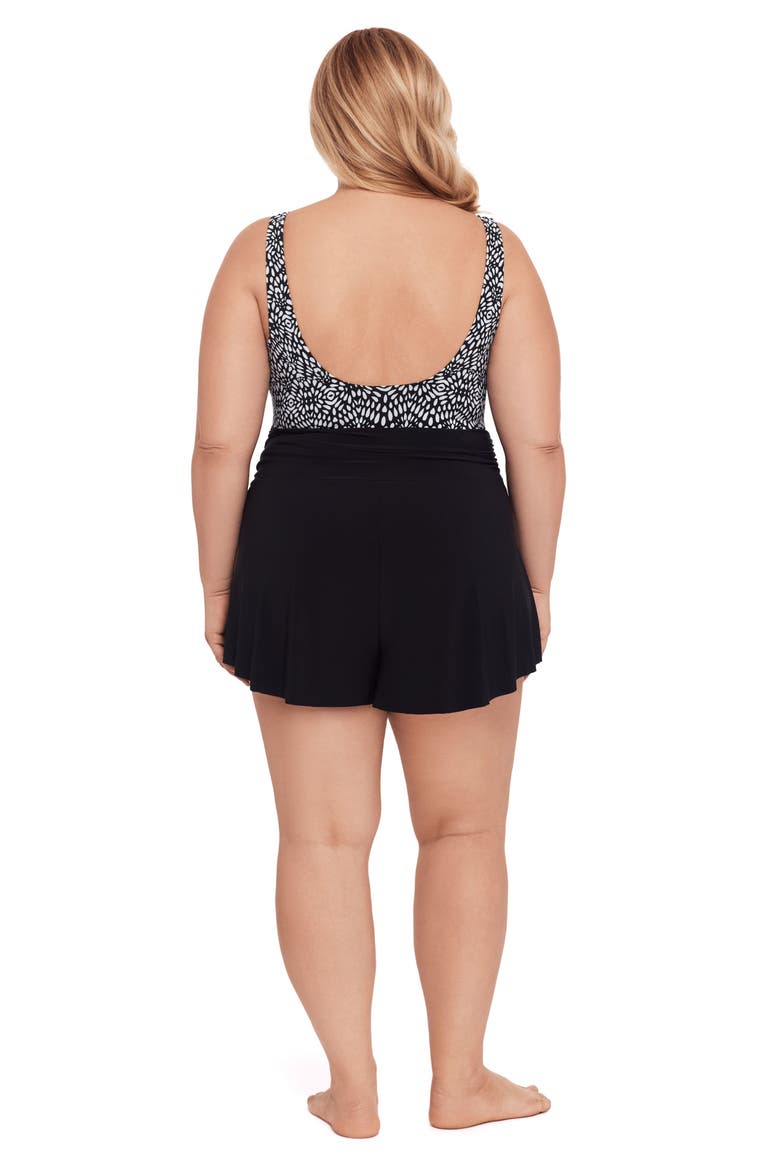 Rebecca Surplice Plus Size Swim Romper with Pockets, Alternate, color, Balinese Block