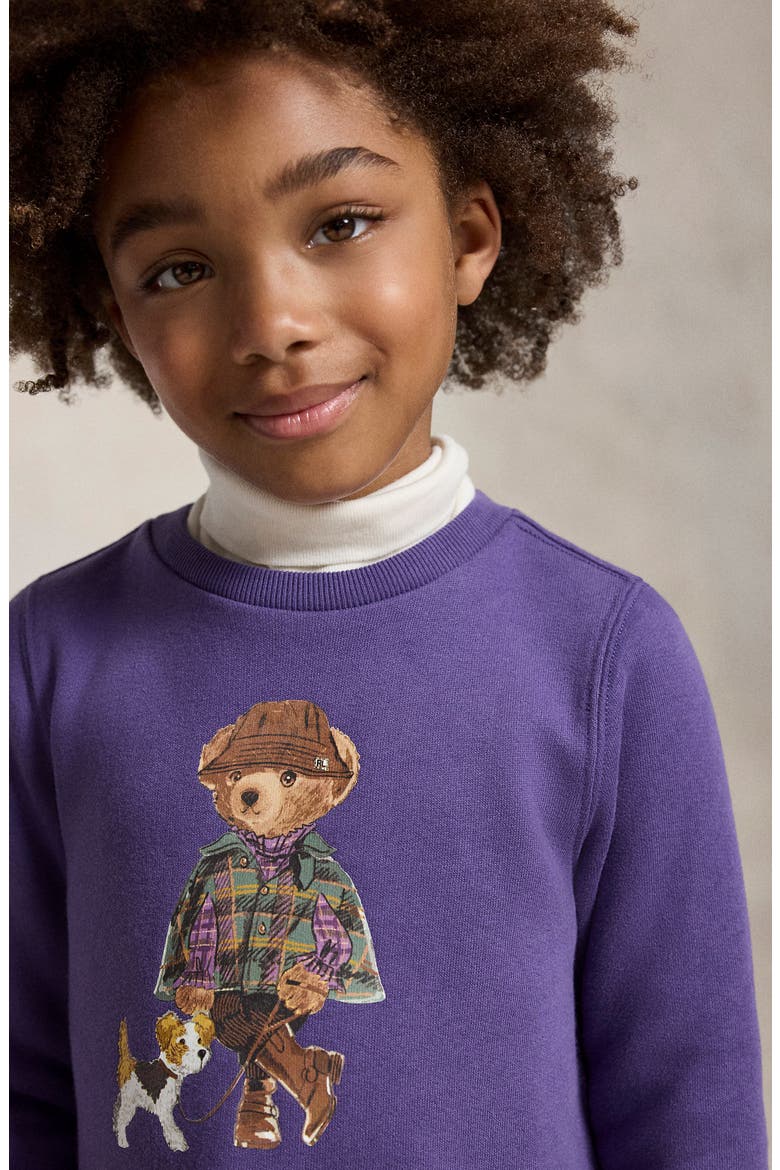 Kids' Polo Bear Fleece Dress, Alternate, color, PURPLE
