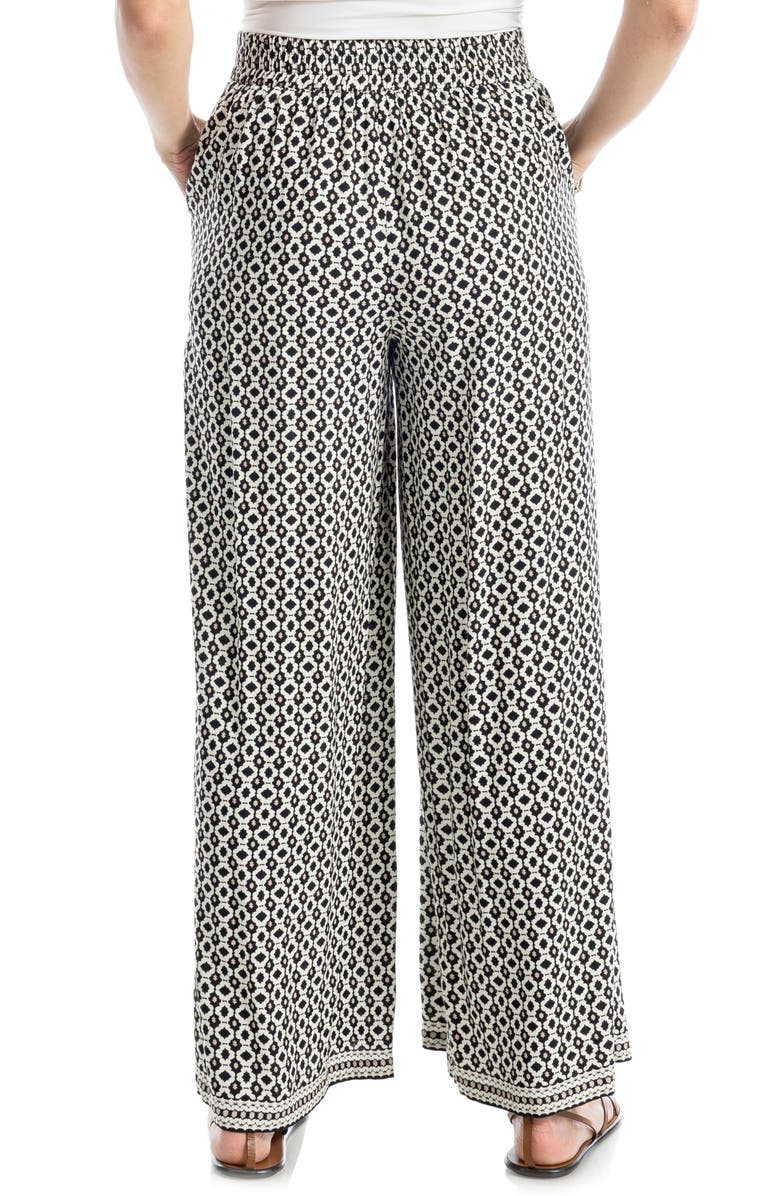 MAX STUDIO Wide Leg Pull On Pants, Alternate, color, Black