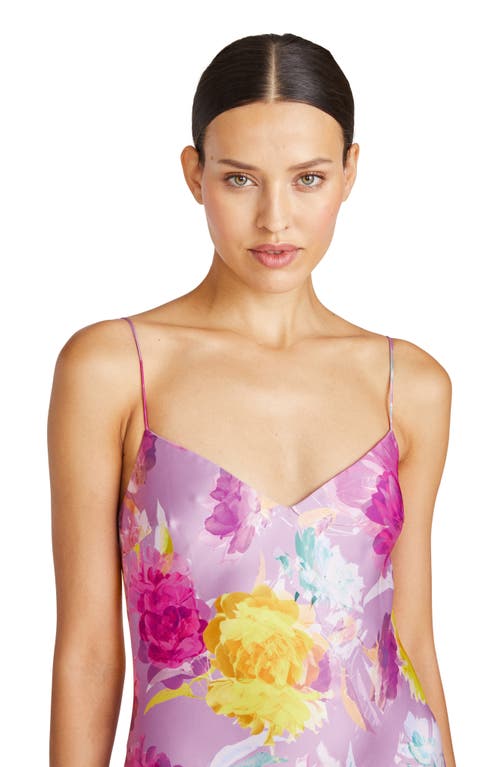 ml Monique Lhuillier Seraphine Satin Maxi Dress In Blooming Peonies