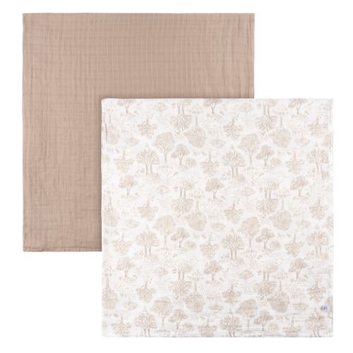 Just Born Muslin Swaddle Tan Blankets 2-pack In Multi