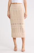 WISHLIST Pointelle Open Knit Midi Skirt