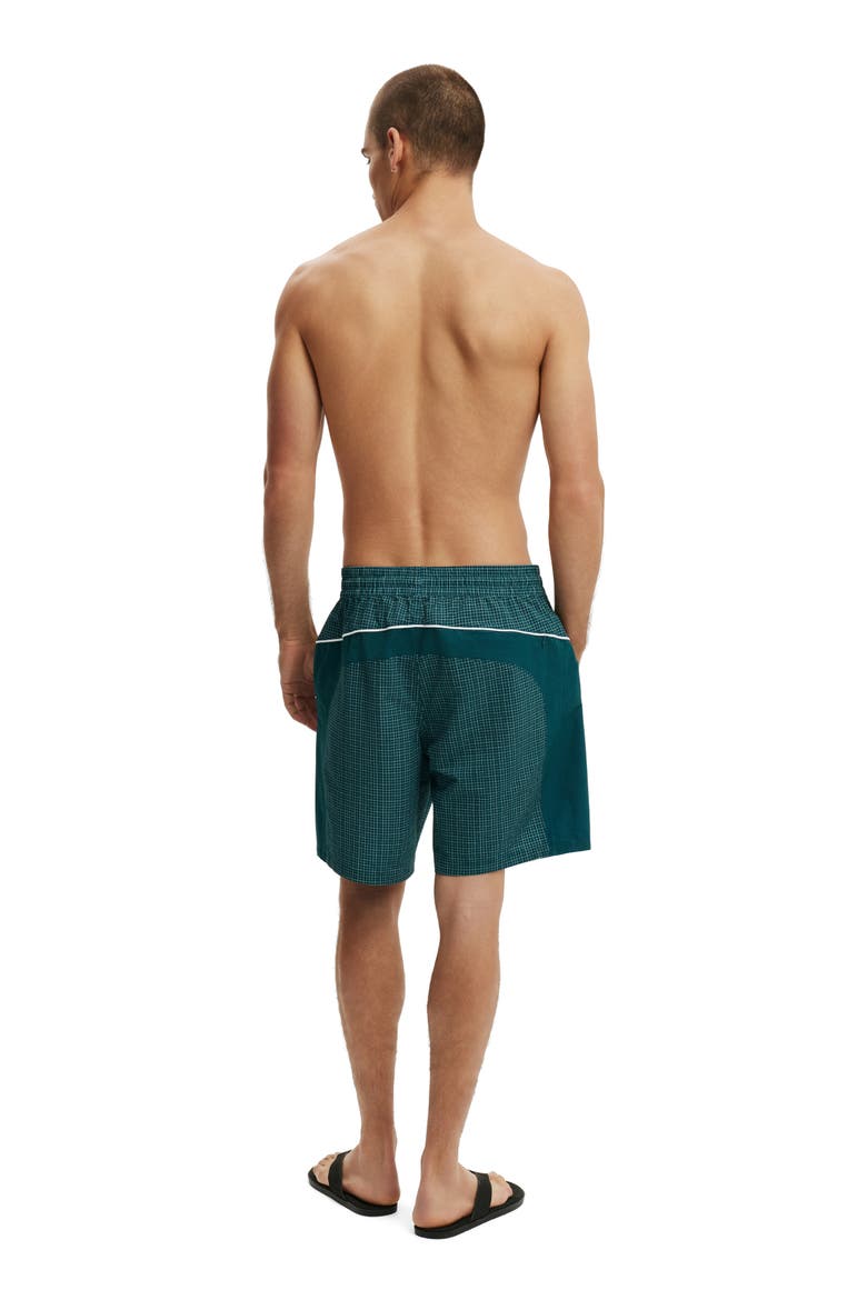 Men's Baggy Swim Short, Alternate, color, Teal Check Seersucker
