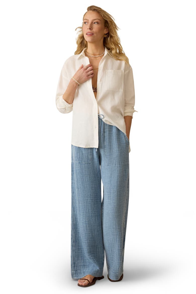 Laguna Linen Button-Up Shirt, Alternate, color, WHITE