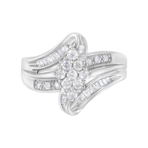 10K White Gold 1/2 cttw Diamond Cluster Ring