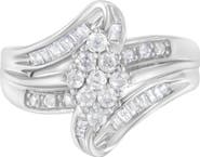 Haus of Brilliance 10K White Gold 1/2 cttw Diamond Bypass Cluster Ring