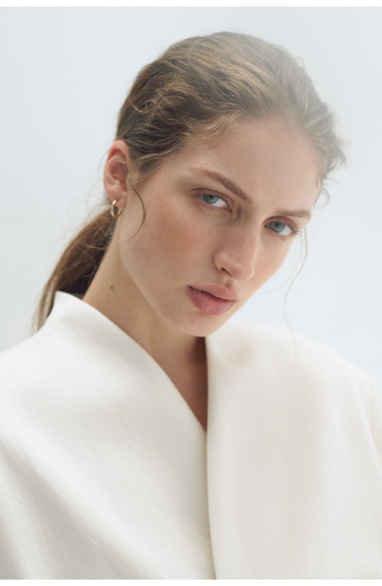 H&M Belted Lapelless Blazer, Alternate, color, Cream