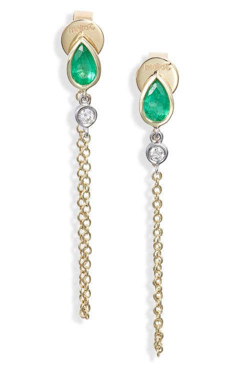 Emerald & Diamond Front/Back Earrings