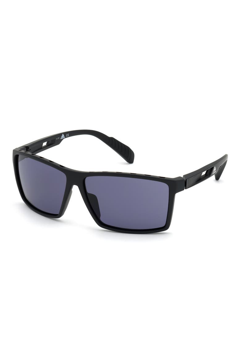 63mm Rectangular Sunglasses, Alternate, color, BLACK / SMOKE LENS KOLOR UP TM