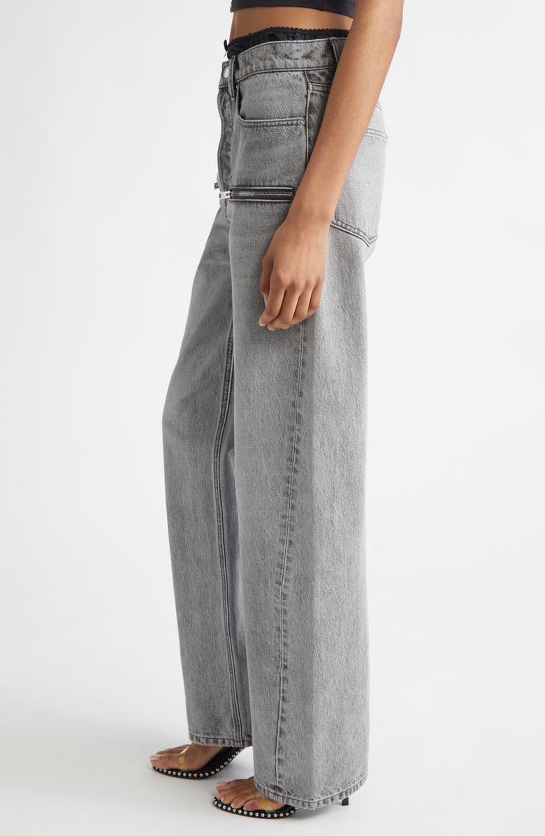 Alexander Wang Silk Prestyle Float Barrel Leg Jeans, Alternate, color, Washed Grey