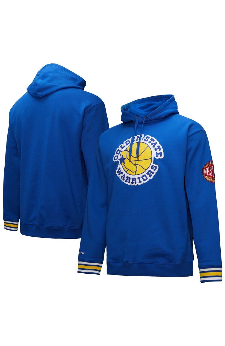 Mitchell & Ness Men's Mitchell & Ness Royal Golden State Warriors Chainstitch Applique Vintage Heavyweight Pullover Hoodie, Main, color, Royal