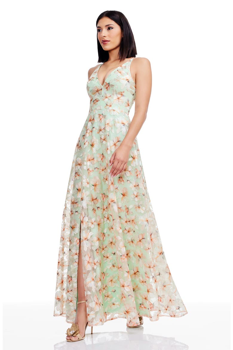Alyssa Embroidered Floral Gown, Alternate, color, SAGE MULTI
