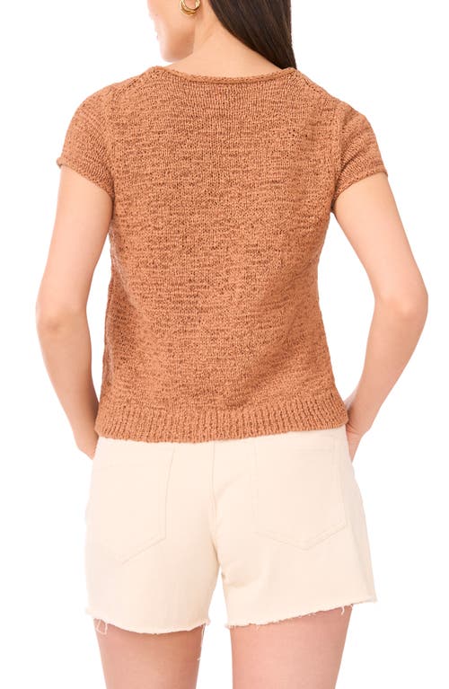 Vince Camuto Short Sleeve Organic Cotton Blend Sweater In Brown