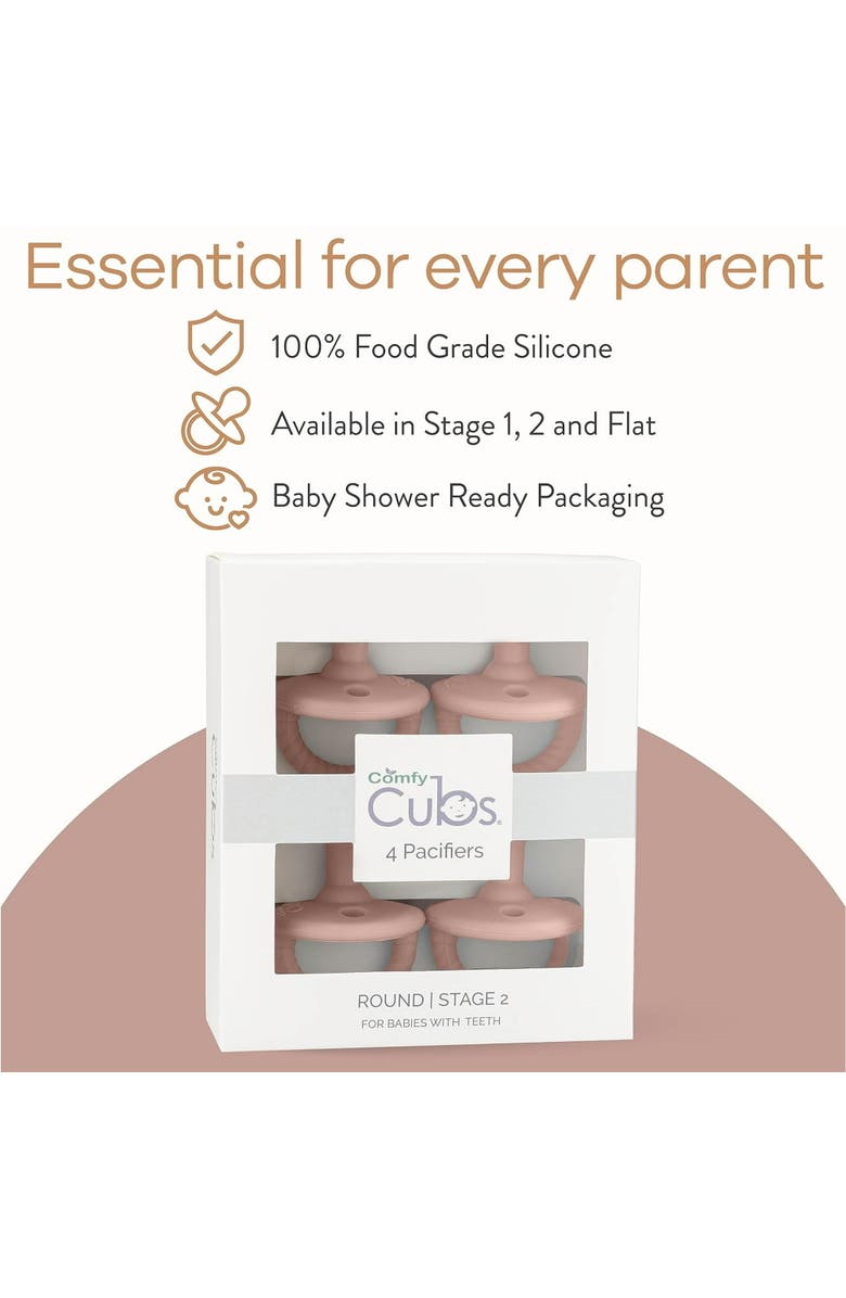 Comfy Cubs Pacifiers, 4 Pack - Stage 2, 6 to 18 Months, Alternate, color, Pink