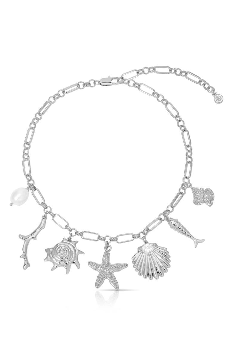 Ettika Oceanic Dreams Charm Necklace, Main, color, Silver