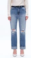 Bayeas High Waist Straight Leg Ripped Jeans